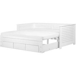 Lit Banquette Gigogne en Bois Blanc 90 x 200 cm Elégant et Minimaliste pour Chambre Scandinave ou
