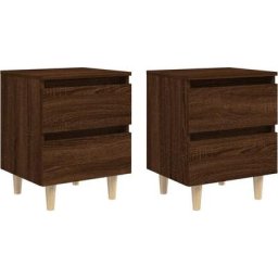 Lot de 2 Tables de Chevet, Tables de nuit, pour Chambre Salon Couloir, pieds en bois Chêne marron