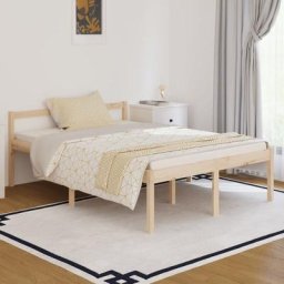 Cadre de lit Contemporain Bois de pin massif 135x190 cm Double,195,5 x 140,5 x 69,5 cm