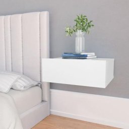 Table de nuit - Moderne Table de chevet flottante Blanc 40x30x15 cm Bois d'ingénierie FR15148