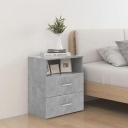 Lot de 2 Tables de chevet - Bout de Canapé Armoires De Rangement Gris béton 50x32x60 cm BV682222