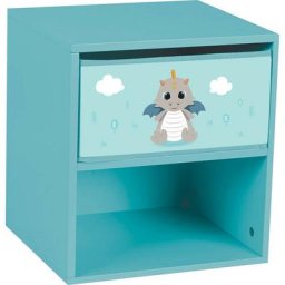 Table de chevet Léon le Dragon pour enfant avec tiroir H.36 X L.33 X P.30 cm