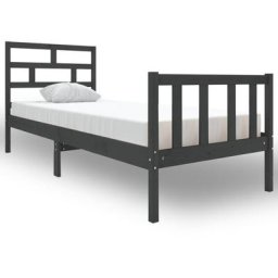 Cadre de lit Gris Bois de pin massif 75x190 cm Petit simple Vidaxl Grey