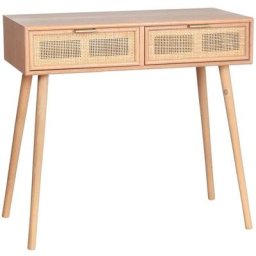 Opjet - Bureau en mdf et rotin tressé Roro - Naturel