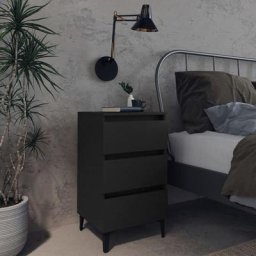 Moderne-Stil Table de chevet avec pieds en métal Noir 40x35x69 cm Pour chambre,Montage facile,14,48