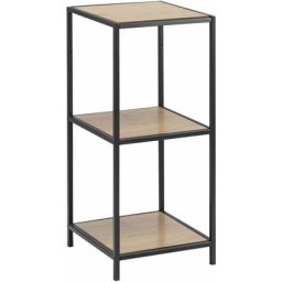 Bibliothèque droite petit modèle 2 niveaux en mdf et Métal - Longueur 37 Largeur 35 Hauteur 82.5cm