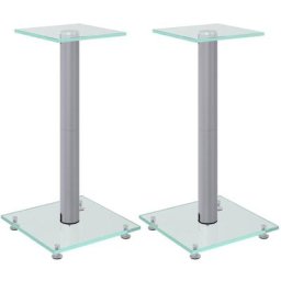 Vidaxl - Supports de haut-parleurs 2 pcs argenté verre trempé 1 pilier Argent