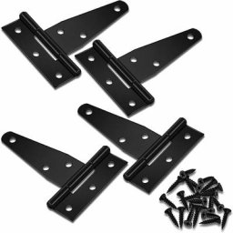 Lot de 4 charnières en t pour abri de jardin en noir, charnières de porte de grange de 7,6 cm,