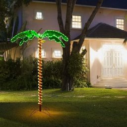 Guirlande Lumineuse a Led 136/168 cm, Base en Metal Croisee, Piquet en Metal, Cocotier Eclaire de