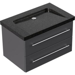 Meuble sdb Damo en avec vasque en granit Galaxy Black 75cm sans pré-perçage
