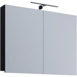 VCB1 Armoire de toilette murale avec miroir 80 cm, éclairage inclus, noir. - Noir