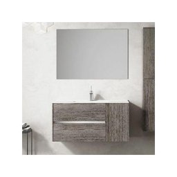 Meuble de salle de bains à suspendu Itaca avec lavabo et miroir. Livré assemblé 80 cm. Chêne Smoky