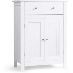 Armoire de Salle de Bains avec 2 Portes et Tiroir, Armoire de Rangement sur Pied Moderne avec