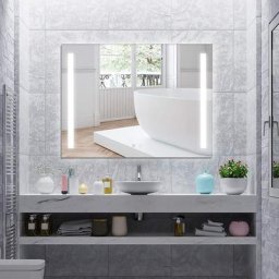 Miroir Suspendu Salle de Bain led avec Désembuage Anti-buée et Bouton Tactile, 3 Couleurs led et