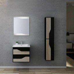 Distribain - Meuble de salle de bain urbino 600 Scandinave et Noir - Scandinave et Noir