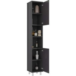 Armoire de salle de bain Meuble de salle de bain Gris brillant 30x30x179 cm Aggloméré