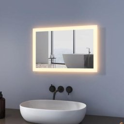 Miroir de salle de bain 40x60cm led Miroir Muraux avec éclairage Blanc Chaud, Interrupteur mural,