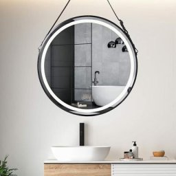 Luvodi - Miroir Salle de Bain led Rond Miroir Mural Doré Noir Lumineux avec Eclairage Integre