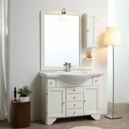 Meuble salle de bain style shabby décapé blanc 105 x 198 cm