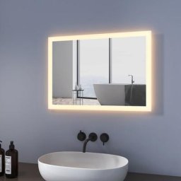 Meykoers - Miroir de salle de bain 50x70cm led Miroir Muraux avec éclairage Blanc Chaud,