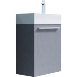 Petit meuble sous vasque argenté et vasque 46cm ensemble de 2 pièces de meuble de salle de bain