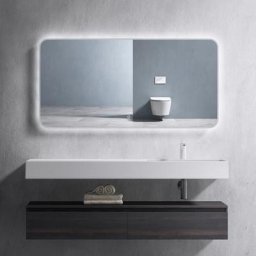 Sogood Meuble de Salle de Bain Gris Foncé Ensemble de 3 Pièces Meuble avec Lavabo 150cm et LED