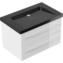 Meuble sdb Damo avec vasque en granit Galaxy Black 75cm sans pré-perçage