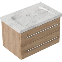 Meuble sdb Damo en avec vasque en marbre Carrara White 75cm sans pré-perçage