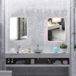 Miroir Suspendu Salle de Bain led avec Désembuage Anti-buée et Bouton Tactile, 3 Couleurs led et