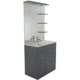 Meuble à poser matro - L80cm - Gris - pvc brillant - Livré en kit - Gris