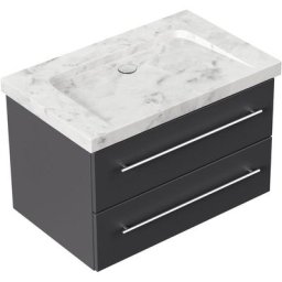 Meuble sdb Damo avec vasque en marbre Carrara White 75cm sans pré-perçage