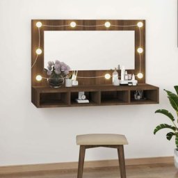 Maisonchic - Armoire à miroir | Armoire murale de salle de bain avec led Chêne marron 90x31,5x62 cm