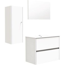 Ondee - Meuble + Colonne ivan s+ - L80cm - 2T - Blanc - Mélaminé - Livré en kit - Blanc
