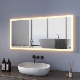 Miroir de salle de bain 120x60cm led Miroir Muraux avec éclairage Blanc Chaud, Interrupteur mural,