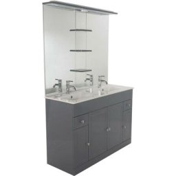 Meuble à poser matro - L120cm - Gris - pvc brillant - Livré en kit - Gris