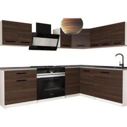 Arminal - Cuisine complète L360 cm - Cuisine d'angle 8 pcs - Plan de travail inclus Châtaigne