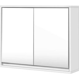 Meuble de Salle de Bain avec Miroir hd, 55 x 14 x 45 cm Armoire wc Mural avec 2 Portes, 2 Etagères