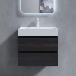 Meuble de Salle de Bain Gris Foncé Ensemble de 3 Pièces Meuble Lavabo 60cm avec Robinet et Bonde