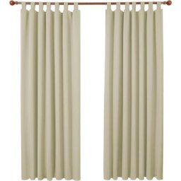 Lot de 2 Rideaux Occultant Isolant Thermiques Salon à Pattes, Taille Moyenne, 140x210 cm, Beige
