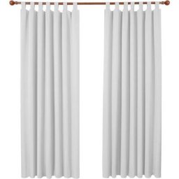 Lot de 2 Rideaux Occultant Isolant Thermiques Salon à Pattes, Taille Moyenne, 140x200 cm, Blanc