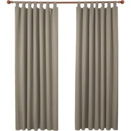 Lot de 2 Rideaux Occultant Isolant Thermiques Salon à Pattes, Taille Moyenne, 140x290 cm, Taupe