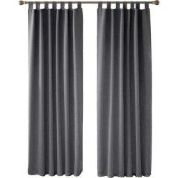 Lot de 2 Rideaux Occultant Isolant Thermiques Salon à Pattes, Taille Moyenne, 140x200 cm, Gris