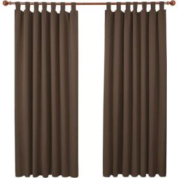 Lot de 2 Rideaux Occultant Isolant Thermiques Salon à Pattes, Taille Moyenne, 140x175 cm, Brun
