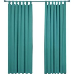 Lot de 2 Rideaux Occultant Isolant Thermiques Salon à Pattes, Taille Moyenne, 140x220 cm, Turquoise