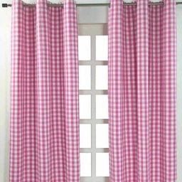 Homescapes - Rideaux œillets à grands carreaux vichy rose, Lot de 2, 137 x 228 cm - Rose