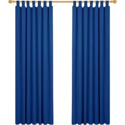 Lot de 2 Rideaux Occultant Isolant Thermiques Salon à Pattes, Taille Moyenne, 140x290 cm, Bleu Roi