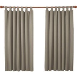 Lot de 2 Rideaux Occultant Isolant Thermiques Salon à Pattes, Petite Taille, 132x160 cm, Taupe