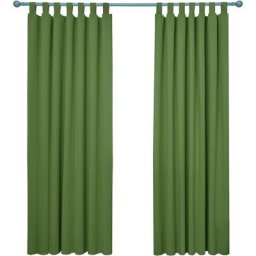 Lot de 2 Rideaux Occultant Isolant Thermiques Salon à Pattes, Taille Moyenne, 140x290 cm, Vert