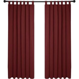 Lot de 2 Rideaux Occultant Isolant Thermiques Salon à Pattes, Taille Moyenne, 140x175 cm, Rouge