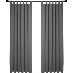 Lot de 2 Rideaux Occultant Isolant Thermiques Salon à Pattes, Petite Taille, 132x242 cm, Gris Clair